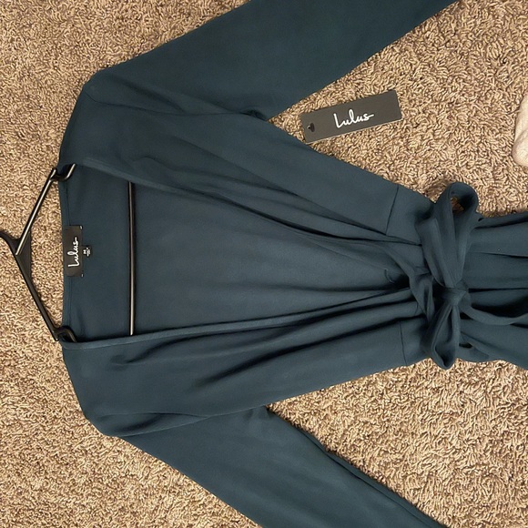 All At Once Three-Quarter Sleeve Wrap Dress in Forest Green from Lulu’s - Picture 3 of 5